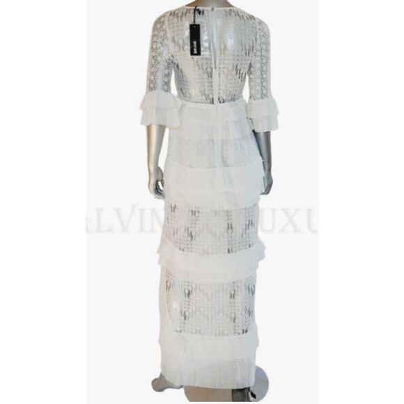 Just Cavalli by Roberto Cavalli Dress White Lace Gown Pleated Flounce size 6 - Picture 2 of 14